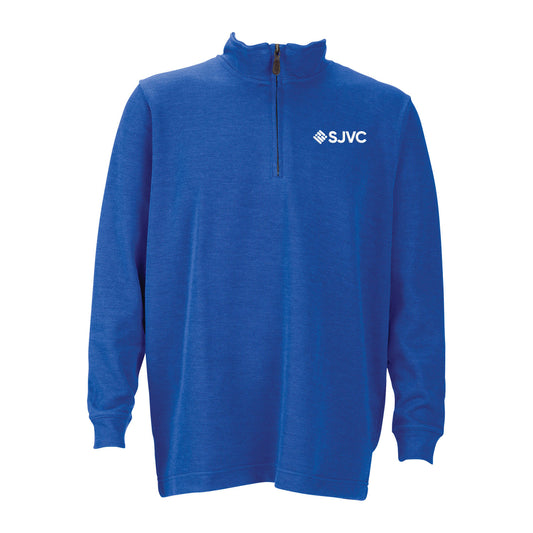 SJVC Men's ¼-Zip Flat-Back Rib Pullover with Embroidered Logo